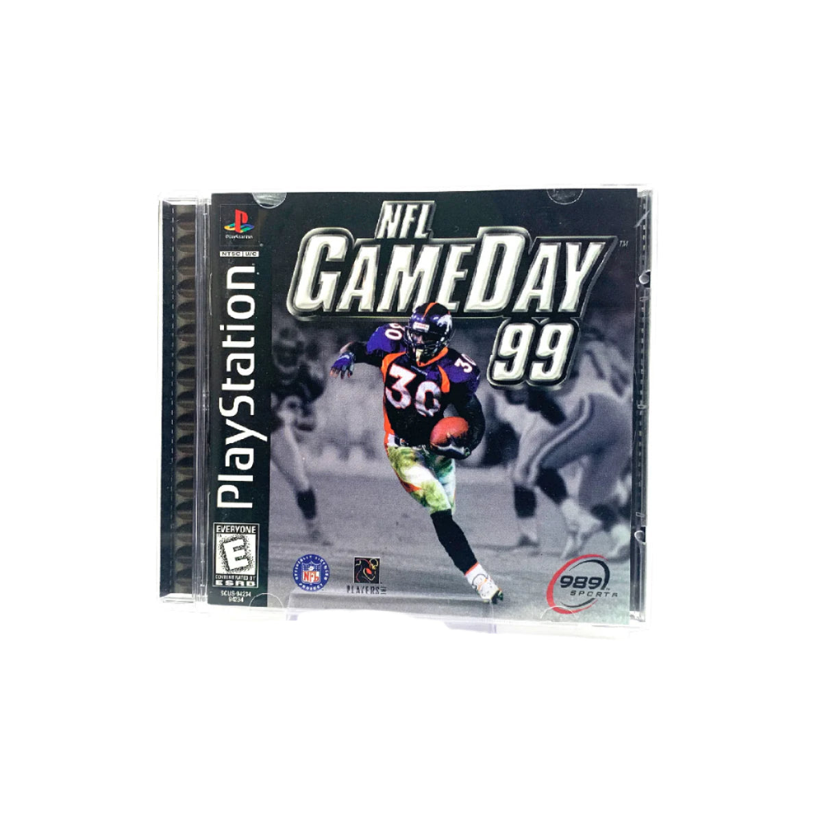 PlayStation game case titled 'NFL Gameday 99' featuring a football player on the cover.