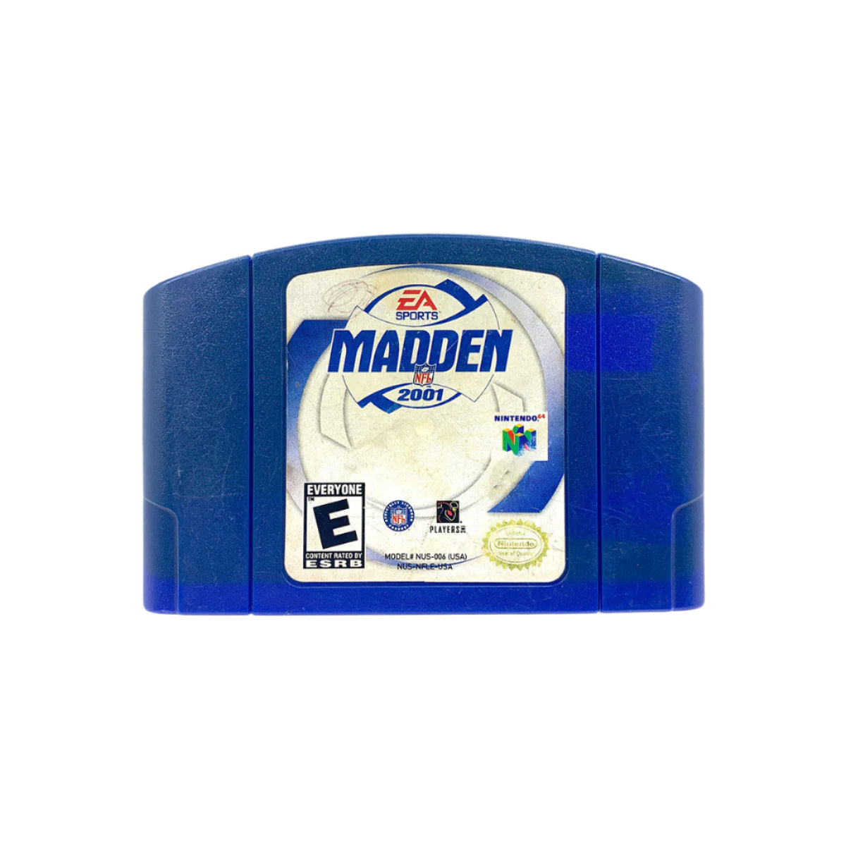 A Madden NFL 2001 game cartridge for Nintendo 64.