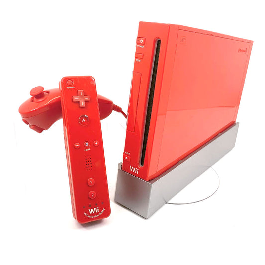 Nintendo Wii Console Red and Matching Red Original Controller w/ Wii MotionPlus